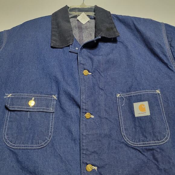 Vintage Carhartt 8LC Denim Chore Coat Jacket 50 (2XL) Blanket Lined Union 2PAC - Picture 3 of 16